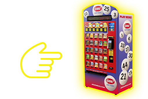 The fun is here! [finger pointing to a touch and win kiosk]