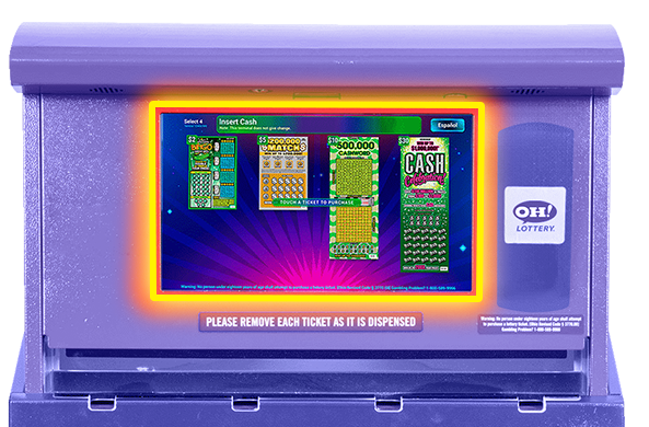 Zoomed in Kiosk Image wth scratch Offs on the screen